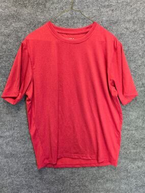 Men's Size XL Red Crew Neck Long Sleeve Active T-Shirt Solid Basic Tee